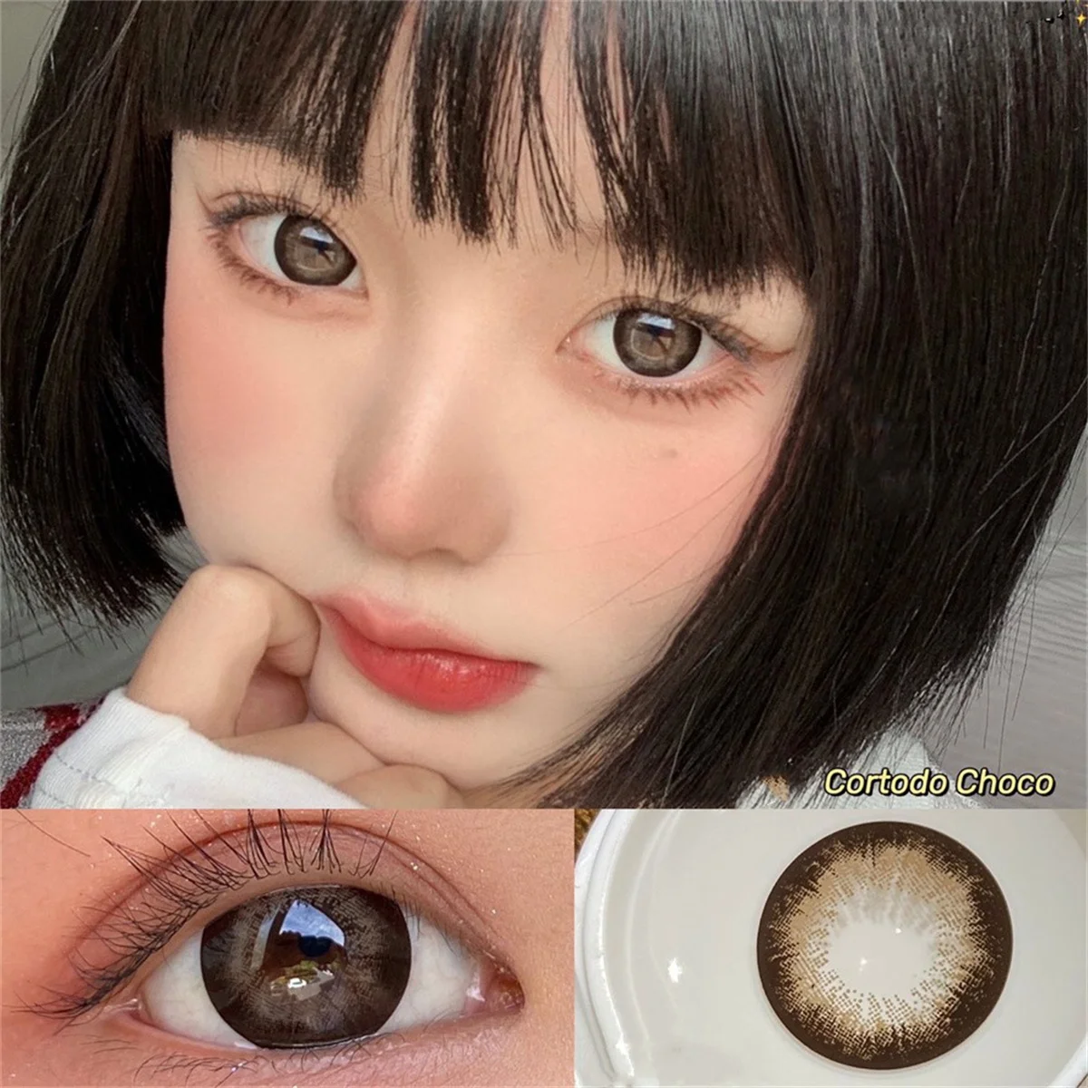 Коричневые цветные контактные линзы Коко для глаз натуральные ежегодные большая