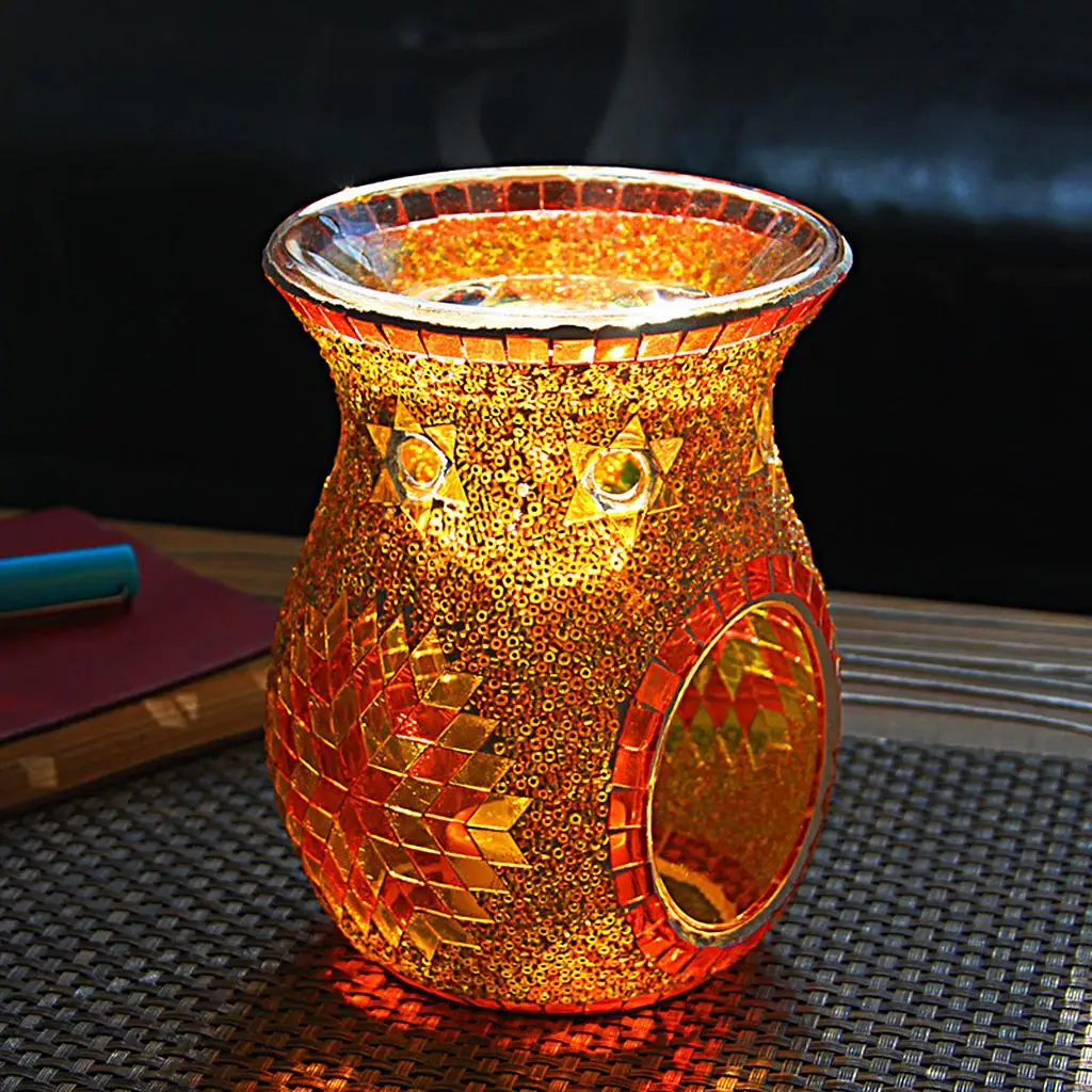 Turkish Style Mosaic Glass Oil Burner Candle Holder Wax   Decor