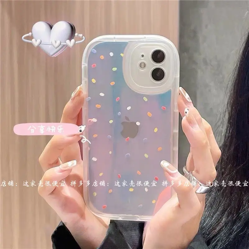 

Creative Blue Light Ins Color Dot IPhone12ProMax Mobile Phone Case for IPhone11 Laser X/xs/xr Soft 8p Female 7p