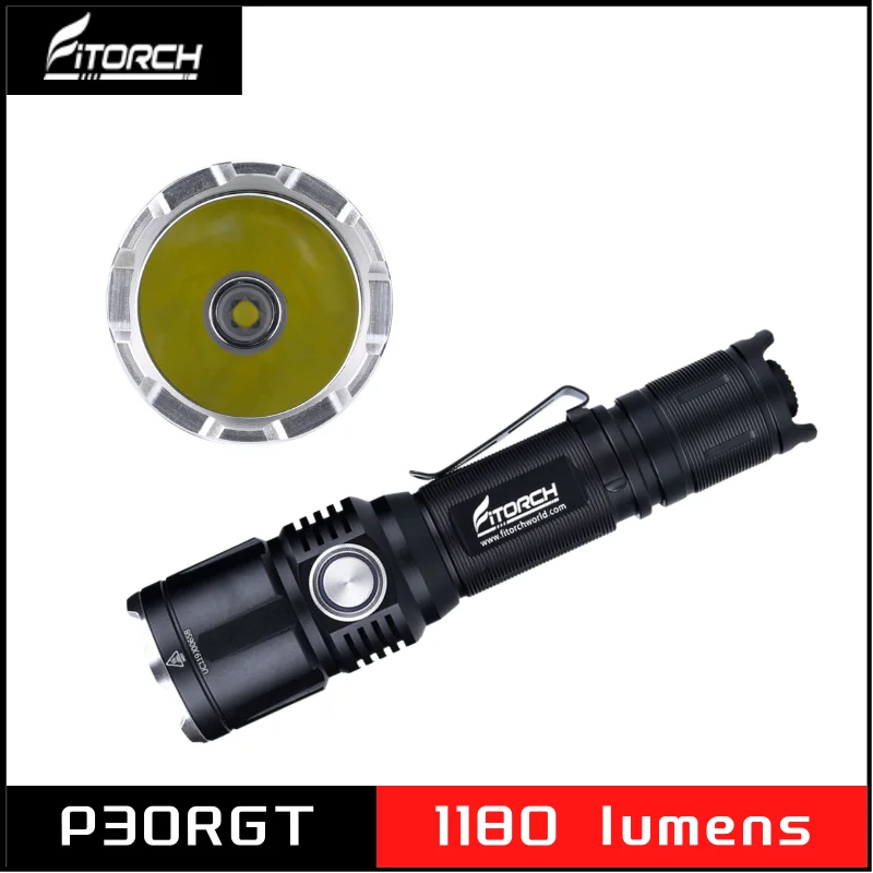 Fitorch P30RGT Tactical LED Flashlight 1180 Lumens USB Rechargeable CREE XP-L Dual Switch Torch with PowerBank Included Battery