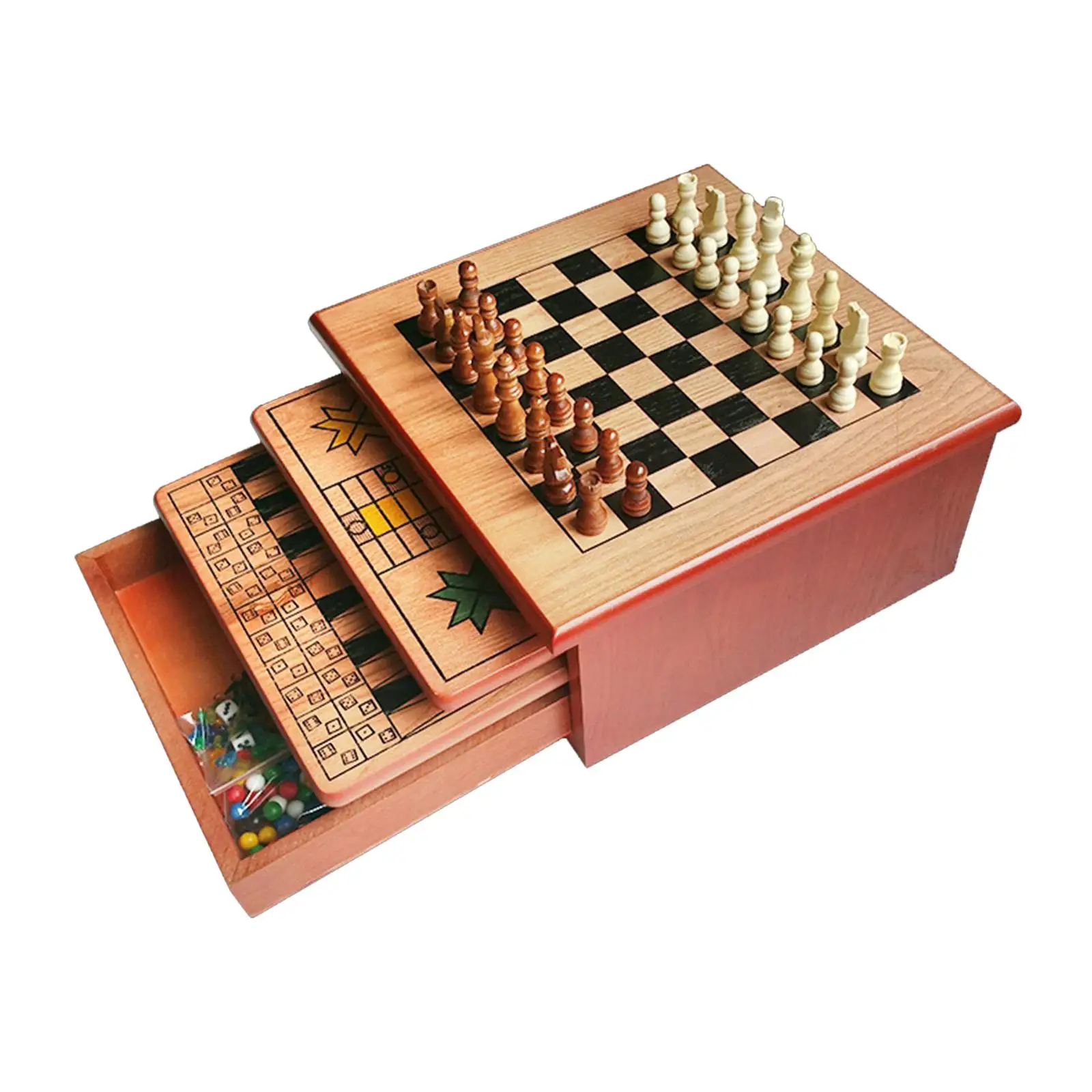 

Multifunctional Wooden Chess Set Classic Board Game Tournament Chess International Chess Pieces for Kids Adults Toys Gifts