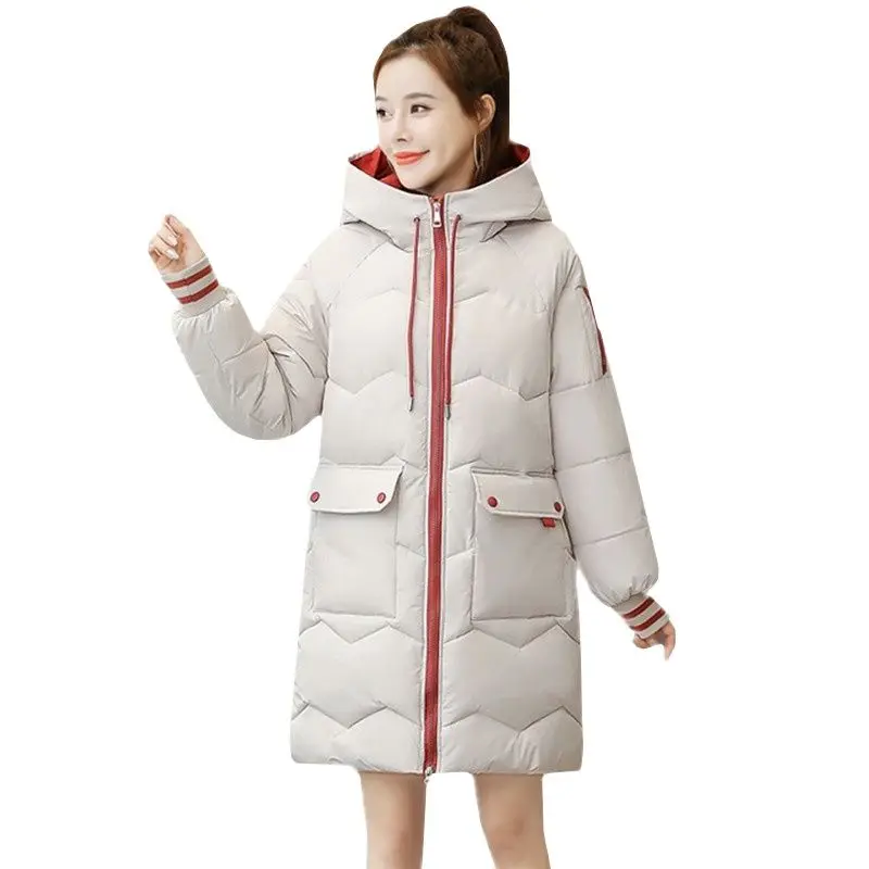 

UHYTGF Woman Parka Winter Jacket Women parka Long Coat Warm Down Jacket Loose size Hooded Coat Winter Coat Women Femme Veste 852