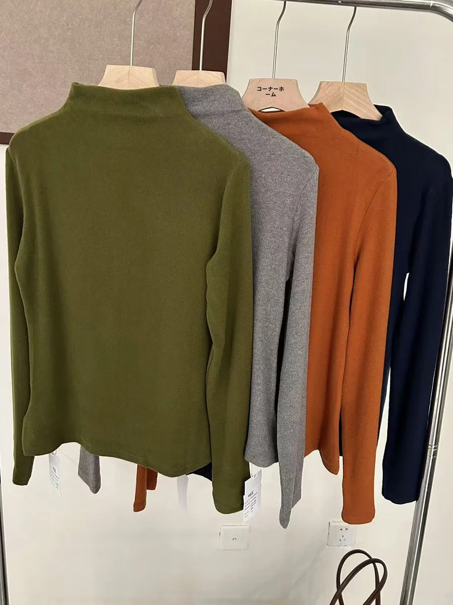 Женская рубашка с утолщенным низом и пивным воротником из ангоры осень зима 2024