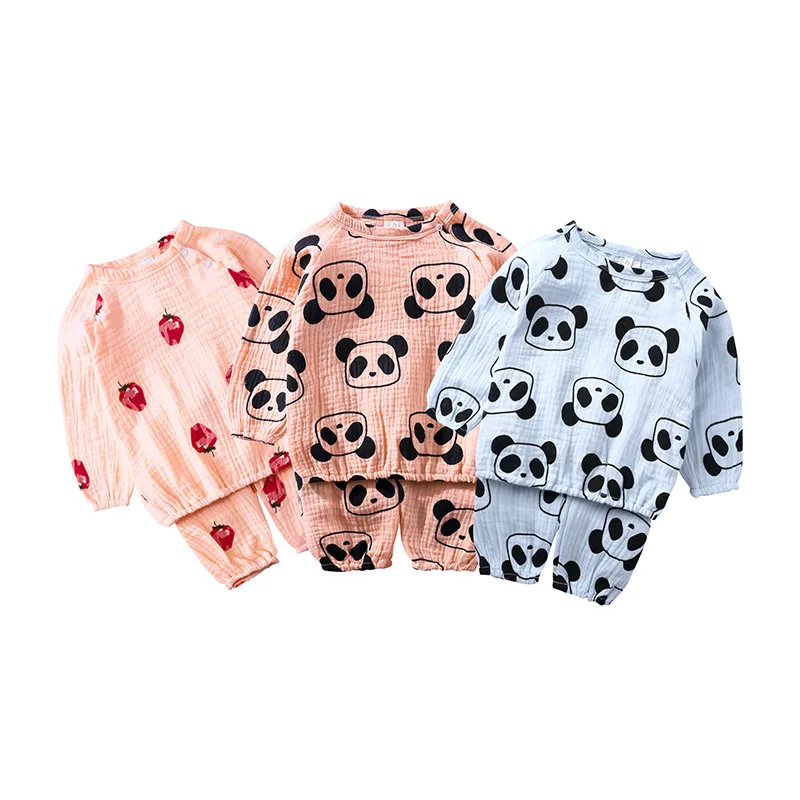 

Children's Pajamas Set Kids Cotton Clothes Boys Girls Cartoon Panda Tops Pants Set Home Wear Baby Pajamas Suit