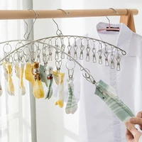 16 pegs stainless steel clothes drying hanger windproof clothing rack 16 clips sock laundry airer hanger underwear socks holder