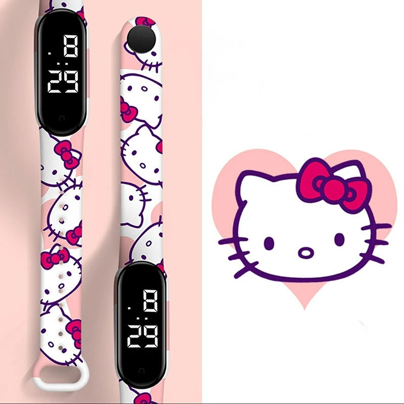 

Часы с принтом Hello Kitty, Детские водонепроницаемые электронные часы в Корейском стиле с героями мультфильмов для мальчиков и девочек, ученико...