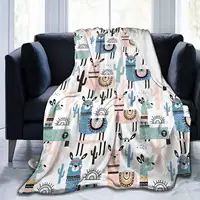 Llama Cactus Blanket Ultra Soft Warm Lightweight Plush Flannel Throw Blanket for Couch Bed Sofa Camping Living Room Decor Gifts