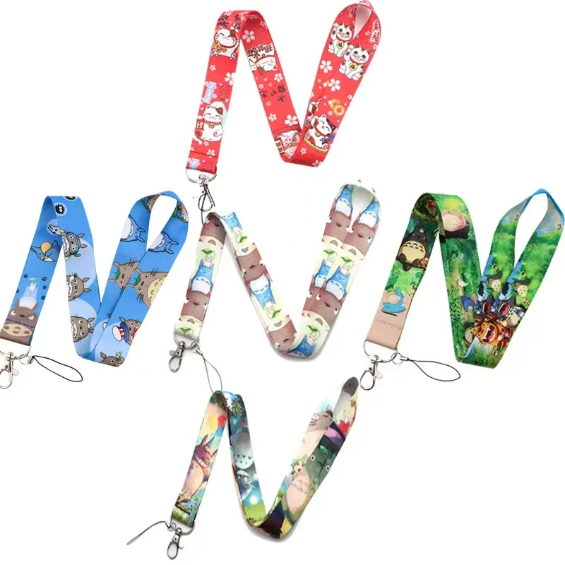 

Wholesale!!! Cute Cat Cell Phone Straps Keychain Lanyard For Keys USB ID Card Badge Holder Keycord Necklace Anime Accessories