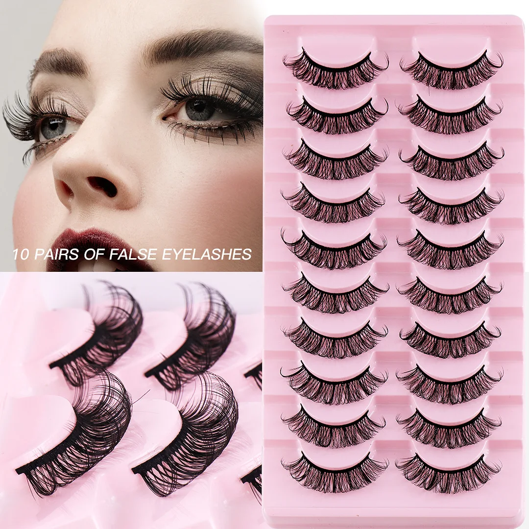 

Thick false eyelashes, naturally curled eyelashes 10 pairs