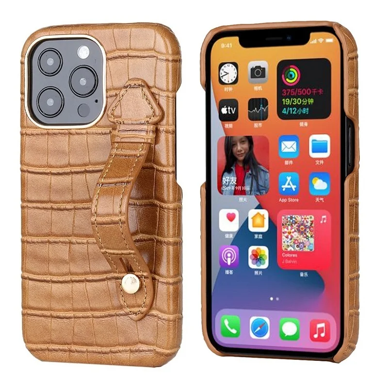 Роскошный кожаный чехол-подставка с ремешком и держателем для iPhone 14 13 Pro Max Mini 12 11