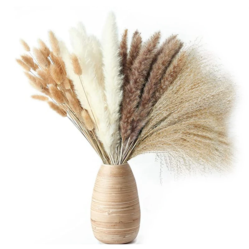 

75 Pieces Natural Reed Pampas Bouquets, Perfect For Home Decor, Weddings, Vase Fillers, Boho Decor, Office