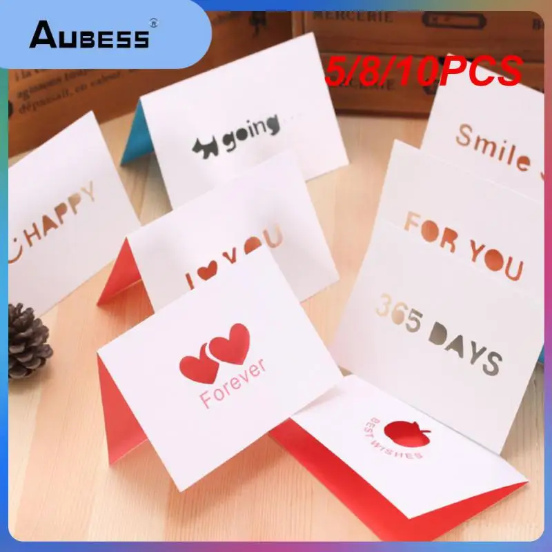 

10PCS 8 Styles Large Openwork Greeting Card I Love You Best Wishes Gift Message Card DIY Birthday Wedding Festive Postcard Decor