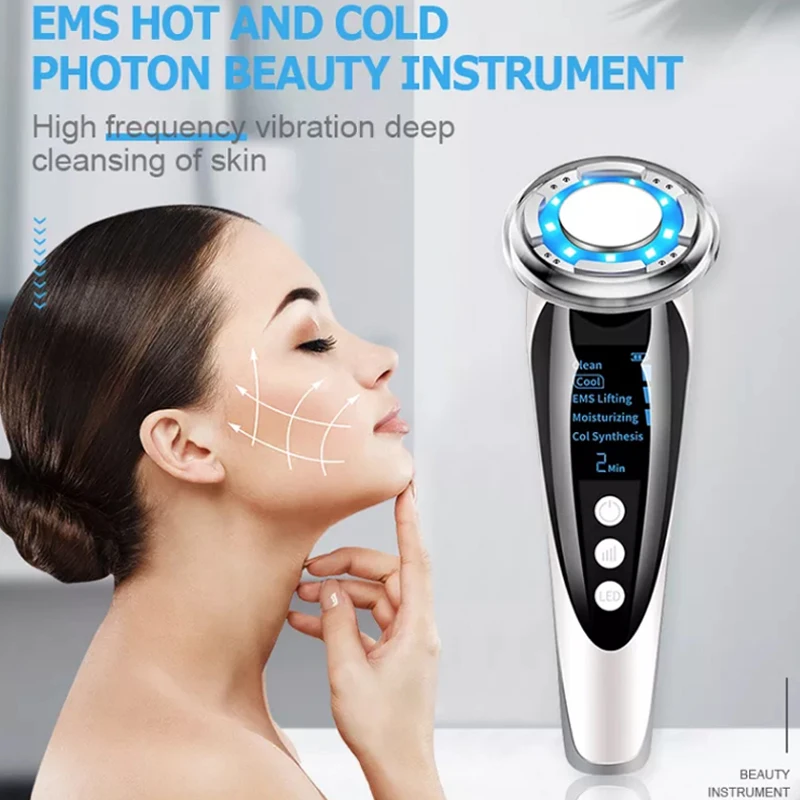 

EMS Facial Massager Micro Current Beauty Sonic Vibration Wrinkle Remover Hot Cool Ultrasonic Face Lifting Device