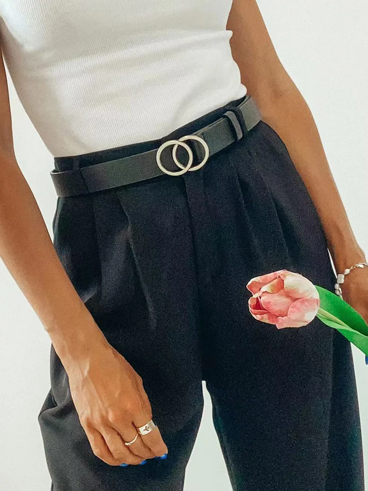 Брюки женские с завышенной талией модные длинные широкие Костюмные штаны