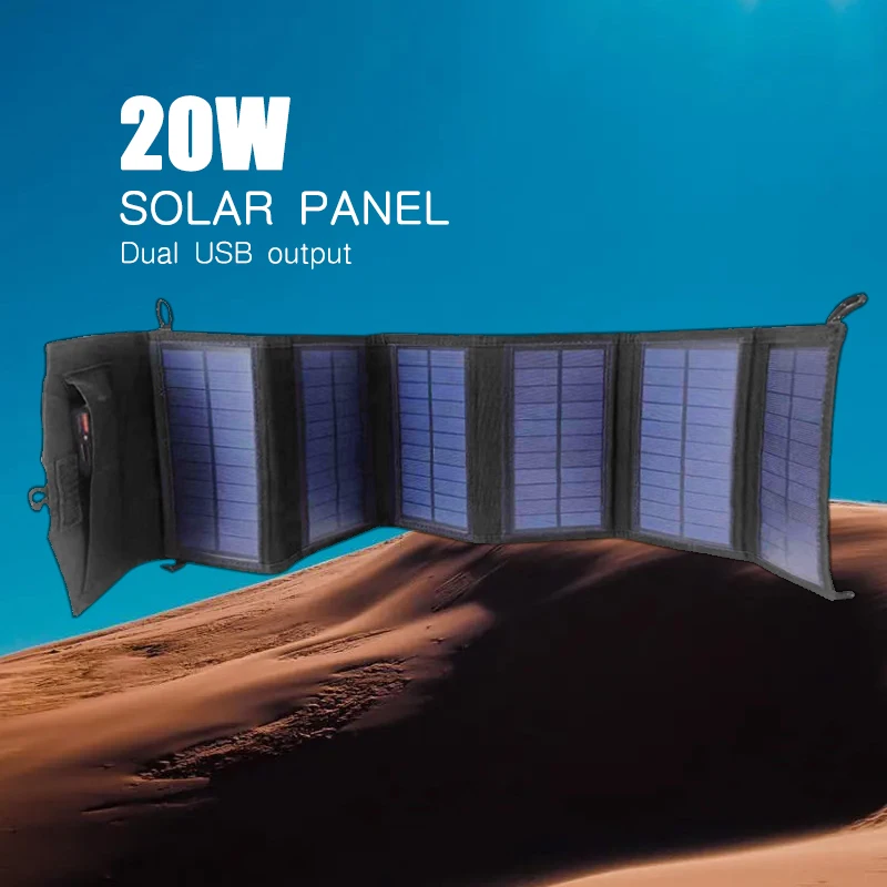 

20W Dual 5V USB Solar Panel Kit Complete Portable Waterproof For Outdoor Travel Hiking Camping Mobile Phone Power Bank Charging