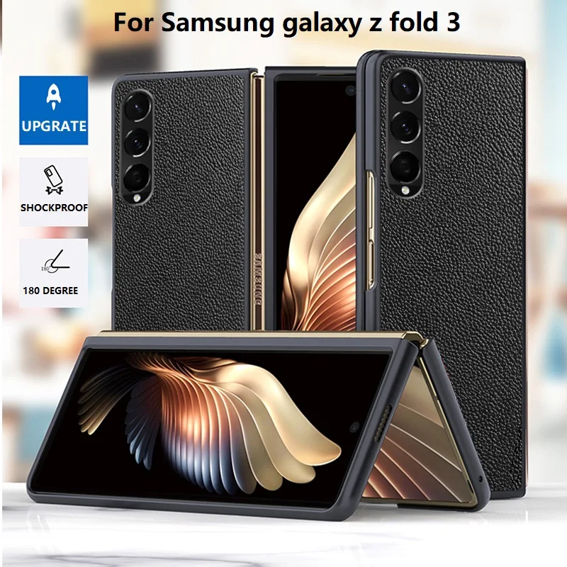 

For Samsung Galaxy Z Fold 3 Case All-inclusive Business Shockproof Shell Luxury Leather Case for Samsung Z Fold 3 Cover