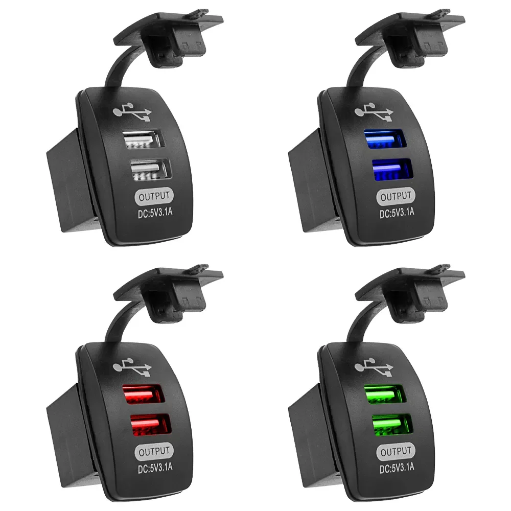 

Socket Car Charger Waterproof USB Car Socket 12V-24V 5V 3.1A Phone Charging for Marine Boat Motorcycle