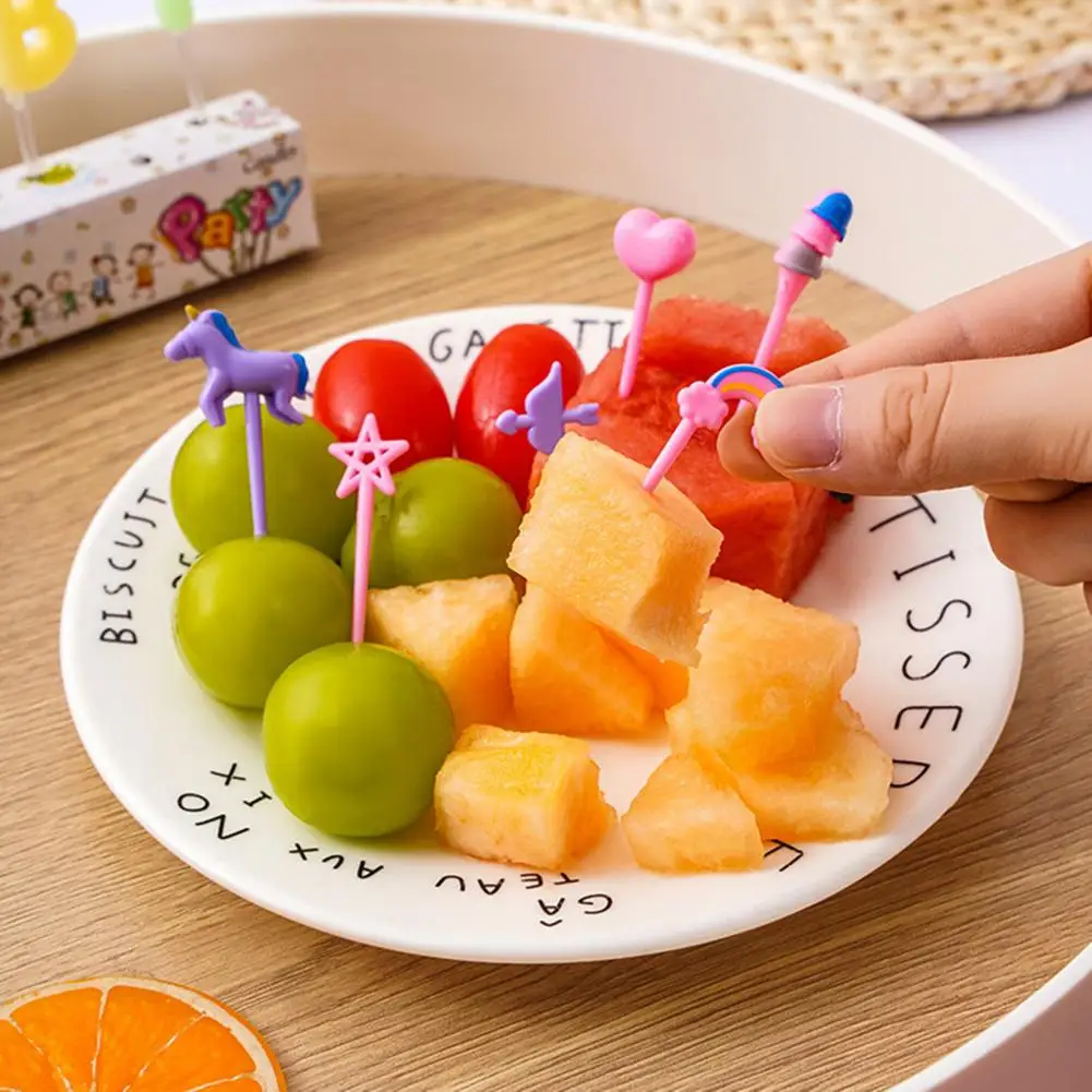 

Cake Fork Reusable Fruit Picks For Kids' Bento Lunches Rainbow Star Heart Shapes Cute Animal Decorations