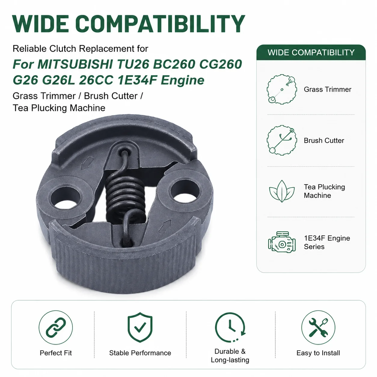 Фото Сцепление для кустореза, подходит для двигателей MITSUBISHI TU26 BC260 CG260 G26 G26L 26CC 1E34F, для триммеров, кусторезов, машин для сбора чая №3