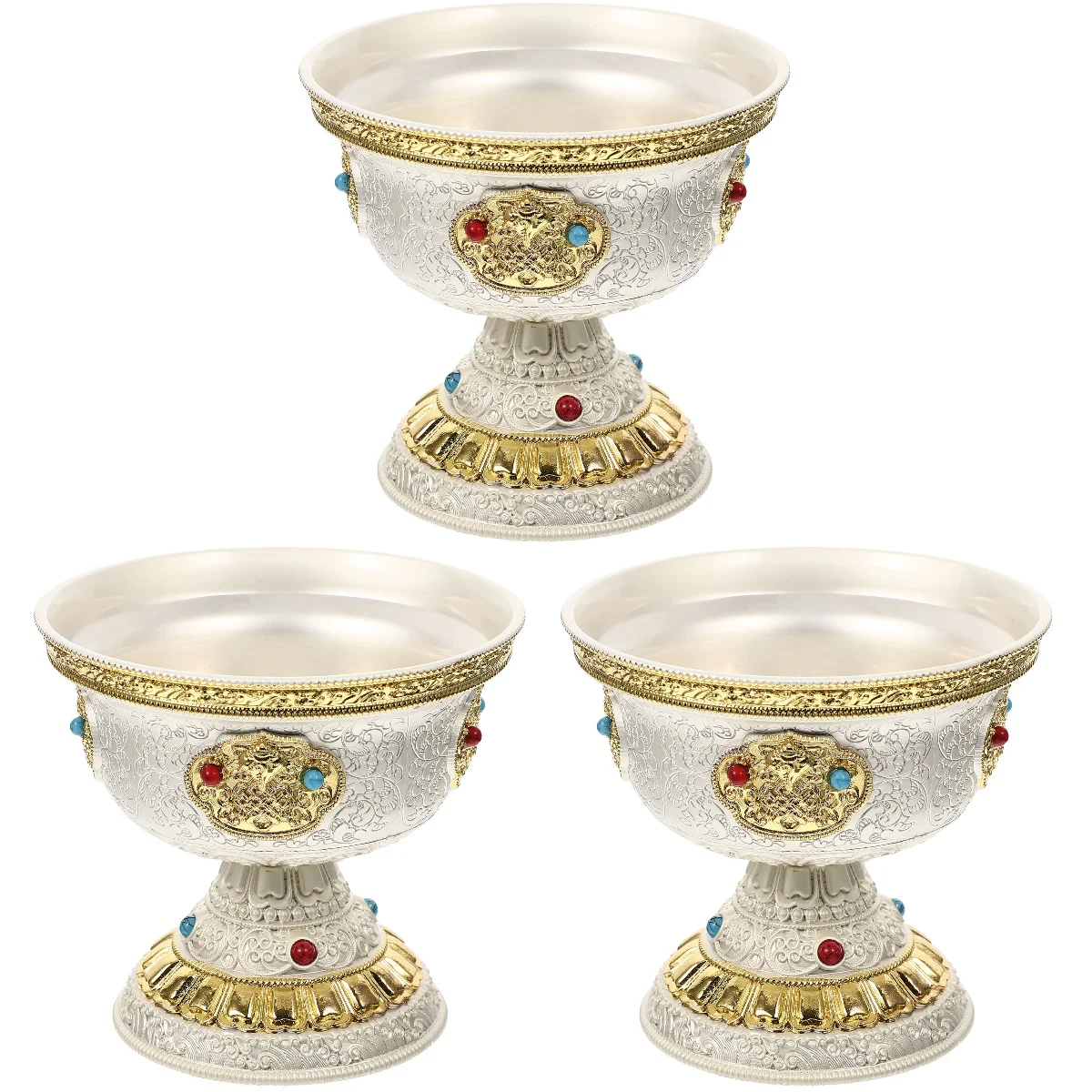 

3x Premium Alloy Decorative Practical Delicate Retro Temple Cup Cup Altar Cup Altar Cup