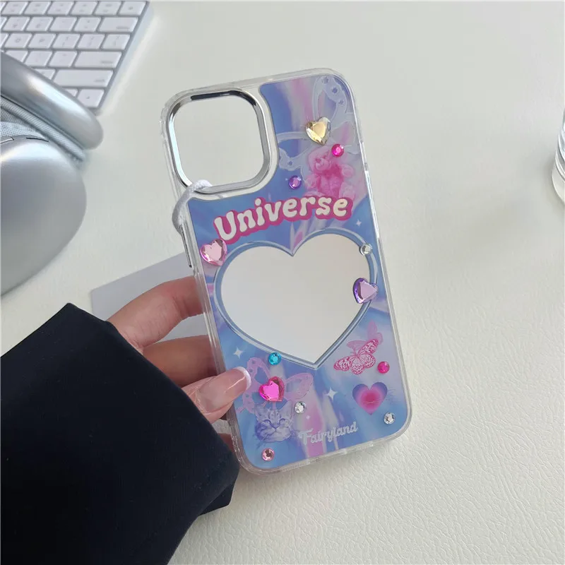 

Fashion Cartoon Purple Bear Phone Case for iphone 11 12 13 14 Promax Cases Mirror Hard Shockproof Anti-Scratch Anti-knock Cover