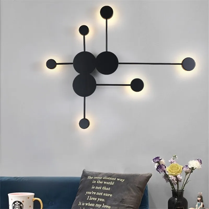 

Vintage wall lamp Simple LED black and gold light For Living Room Bedroom Lights Iron Painted Indoor bedside decoration lights
