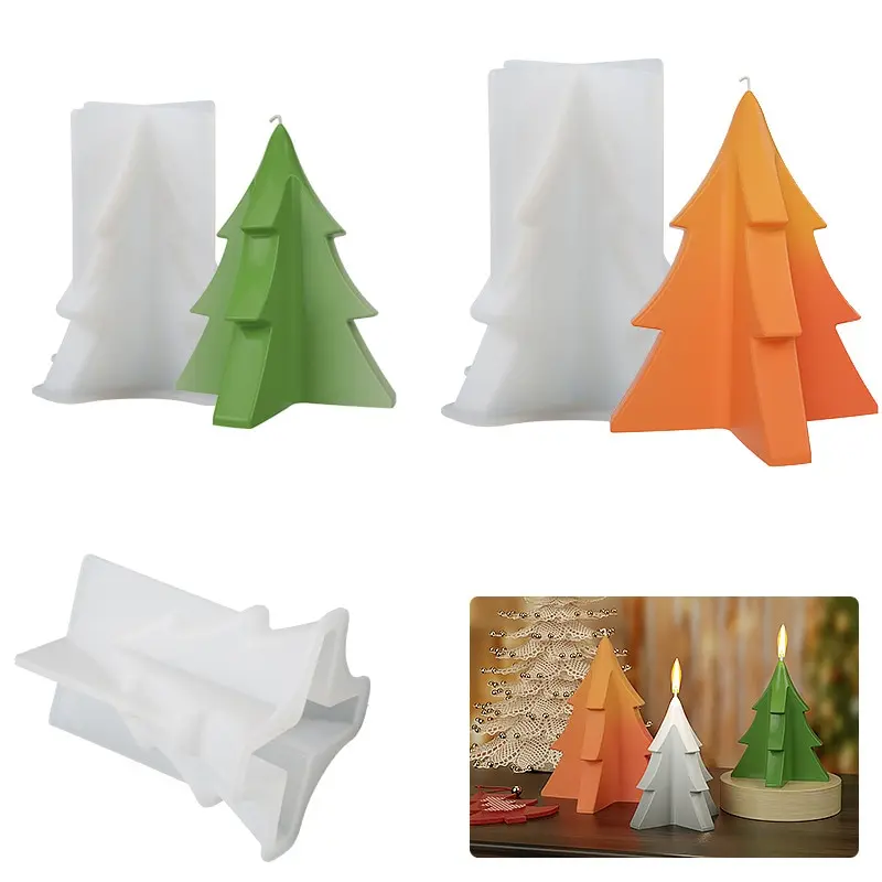 

1Pc Simple Style Christmas Tree Silicone Mold Scented Candle Mold Three-dimensional Christmas Tree Candle Christmas Gift