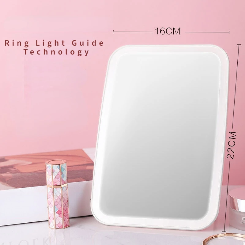 

3 Color Makeup Mirror With Led Light Portable Standing Folding Vanity Mirrors Light Adjustable Dimming USB Vanity For Bedroom