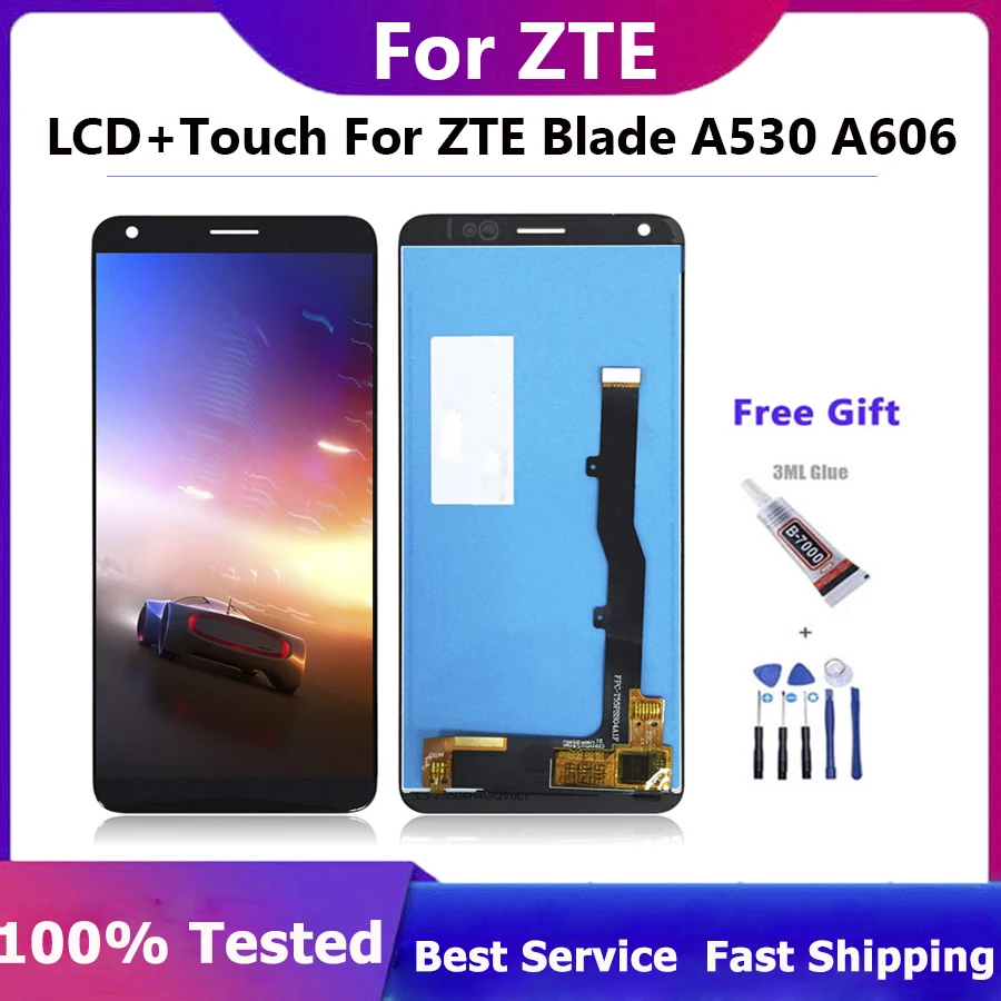 100% Протестировано для ZTE Blade A530, ЖК-дисплей кодирующий преобразователь сенсорного экрана в сборе, ремонт для ZTE Blade A606, ЖК-дисплей