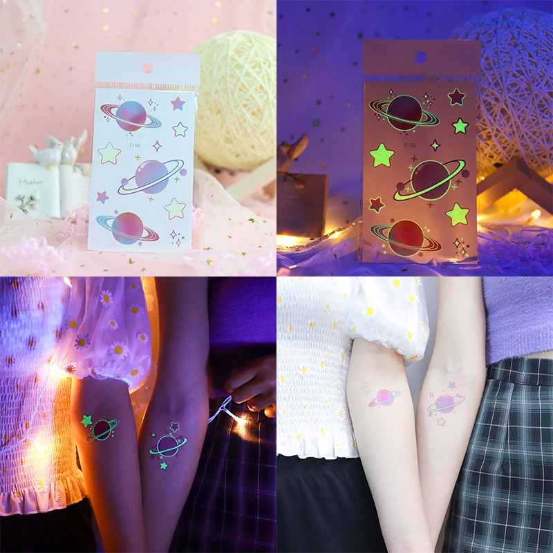 Светящиеся временные тату-наклейки VeeCharm с изображением небесного пера бабочки