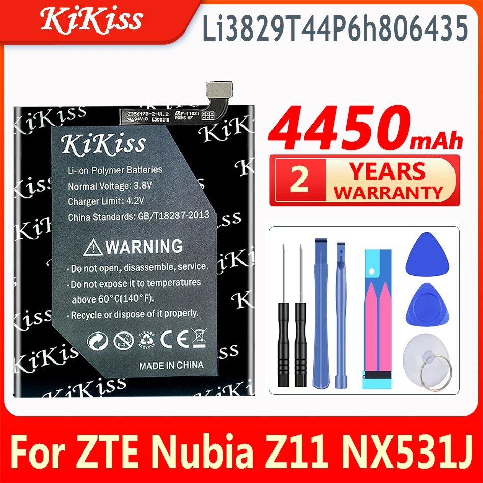

Новый аккумулятор KIKISS 4100 мАч для ZTE Nubia Z11 Li3829T44P6h806435 NX531J, высококачественный перезаряжаемый аккумулятор с инструментами в подарок