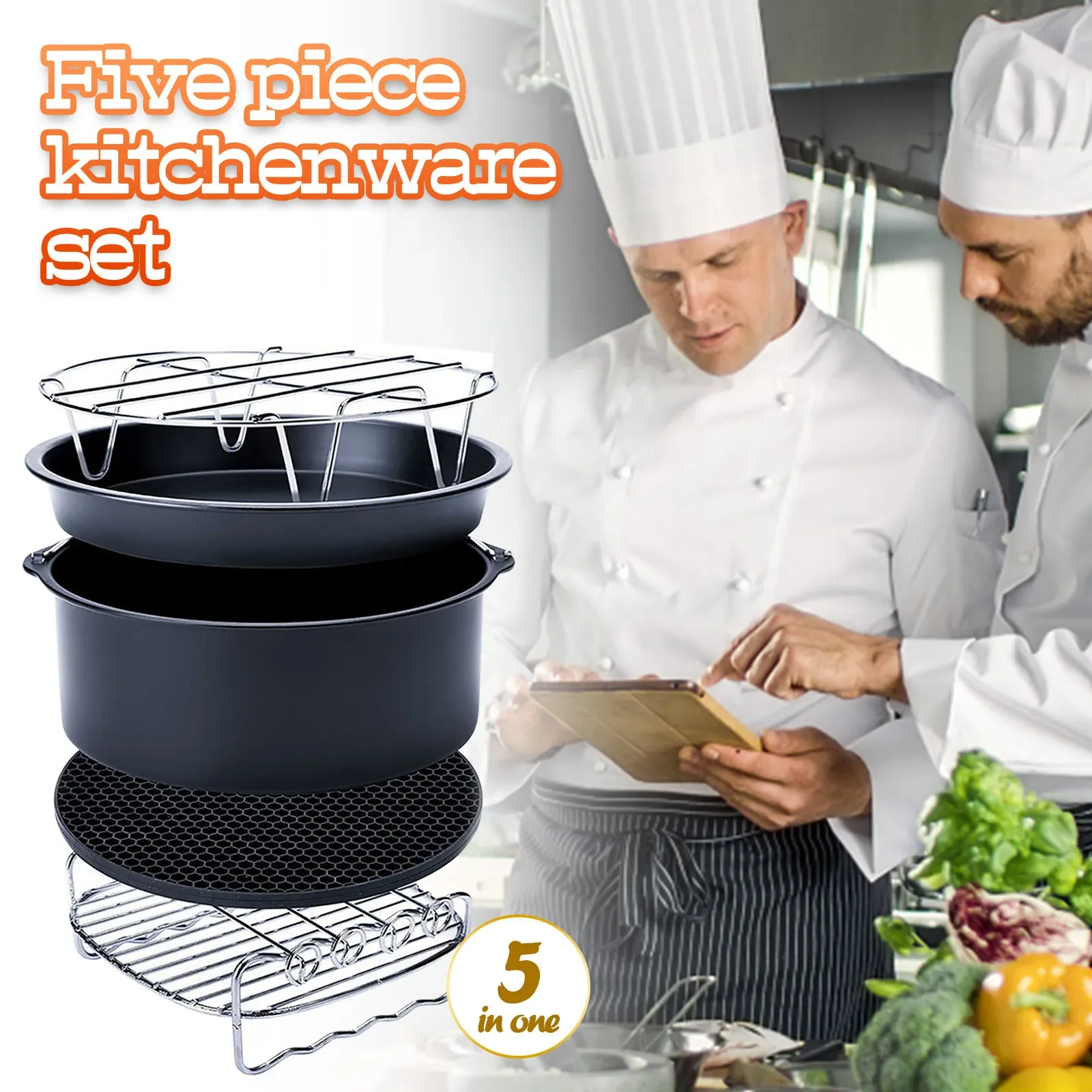 

Air Fryer Accessories Pizza Tray Grill Toast Rack Rack Insulation Pad Grill Cookware Kitchen Cooking
