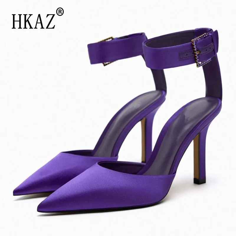 

Женские туфли с открытым носком, туфли на высоком каблуке с ремешком с пряжкой