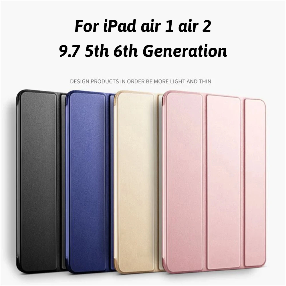 Чехол для iPad Air 1, Мягкая силиконовая задняя крышка из искусственной кожи, умный чехол с автоматическим спящим режимом для iPad 5-го 6-го поколения 2018 9,7 Air 2, чехол