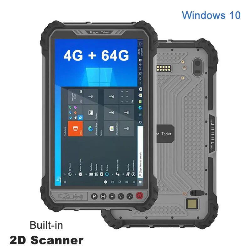 IP67 Waterproof 8 Inch 1920*1200 IPS Industrial Windows 10 Rugged Tablet 4GB 64GB Tablet PC NFC with WIFI GPS 4G LTE 2D Scanner