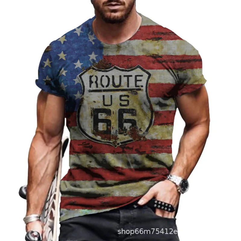 

Male personality T-shirt with digital pattern 3d, men's short sleeve shirt comfortable with a round collar, casual fashion