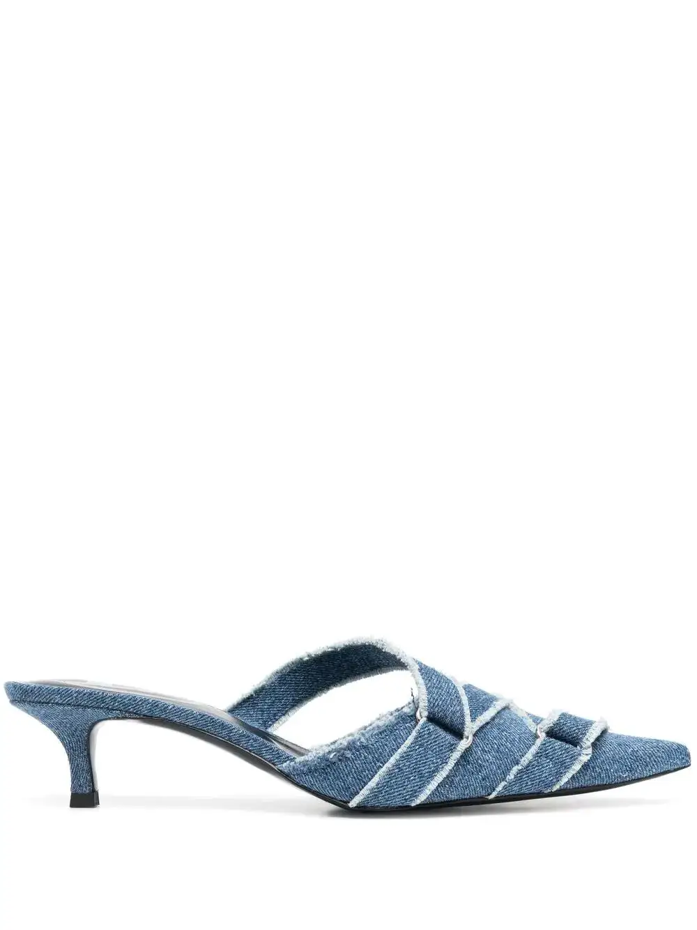 

Women Shoes Low Heel Denim Pumps Blue D-Kittie Heels Crossover Strap Slip-on Style Brand Oeing 8882305121603