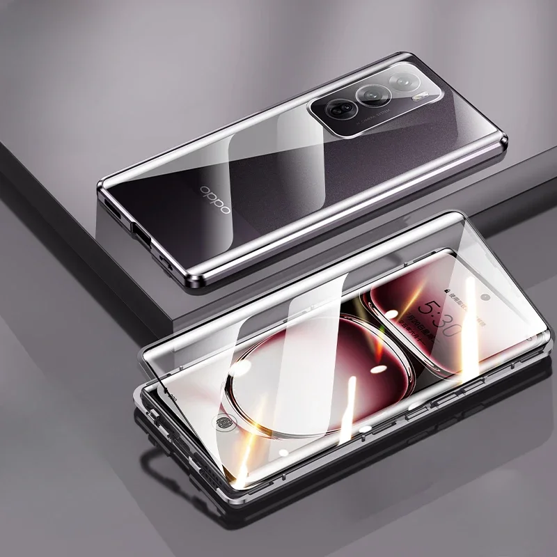 360 ° полная защита Магнитная фотосессия для OPPO Reno12 Pro Чехол двухсторонняя крышка