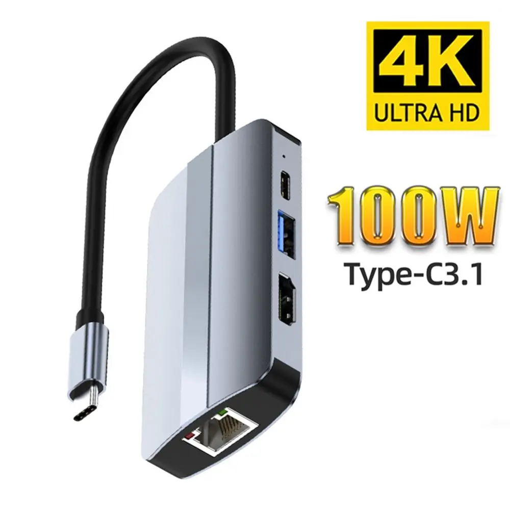 

5 in 1 USB C Hub Type-c Docking Station 4K HDMI USB 3.0 PD Charging Gigabit Ethernet Multiport Adapter Splitter For Laptop PC
