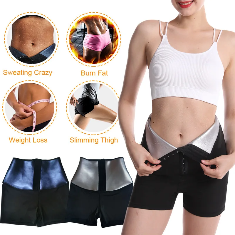

Breasted Coated Belly Pants Women's High Waist Stovepipe Sweaty Cycling Sports Sweating Waist Fitness Yoga Three-Point Shorts