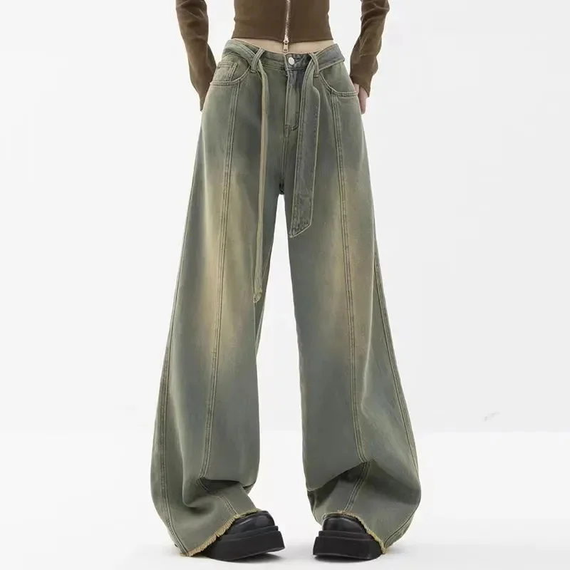 

Зимние Модные женские джинсы Y2k в стиле Харадзюку, широкие штаны в стиле панк, Свободные повседневные длинные брюки, джинсовые мешковатые брюки-карго, женская уличная одежда