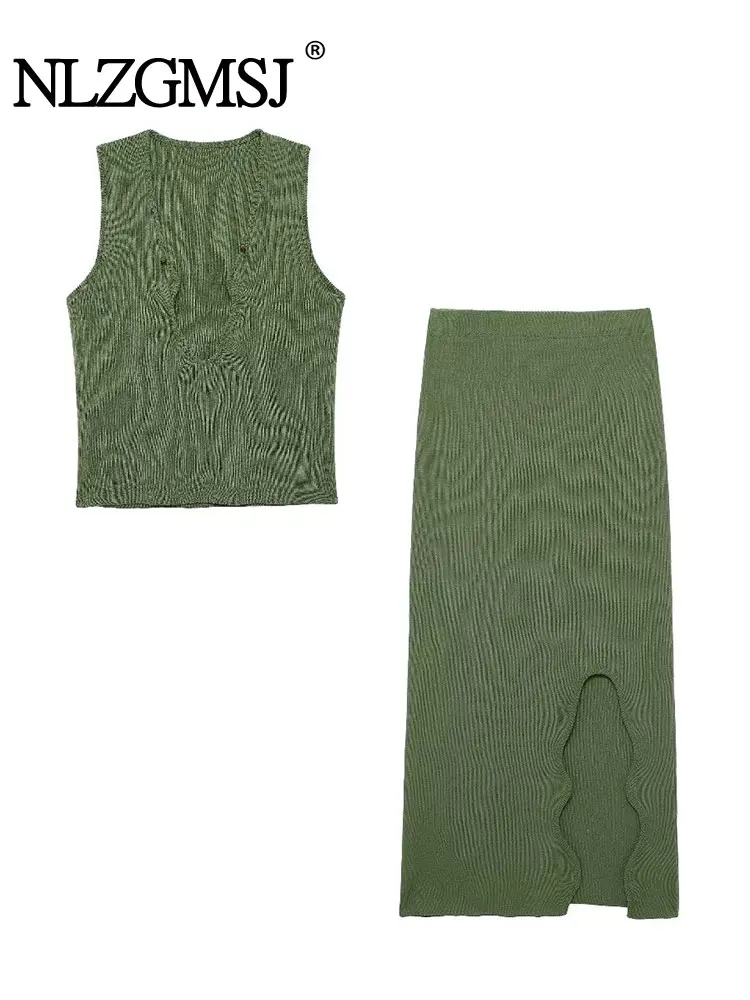 Осенний тонкий трикотажный Женский комплект TRAF 2024 женский короткий топ без