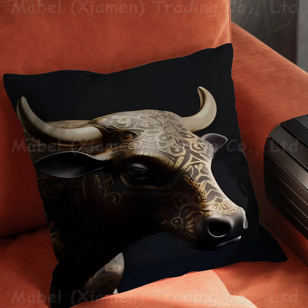 Painting Metal Black Canvas Pillow Covers Cartoon Sofa Decorative Home Double-sided Printing Short Plush Cute Cushion Cover