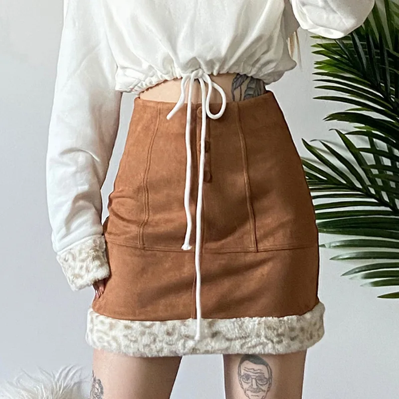 

2022 Spring New Women's Body Decoration Rabbit Fur Print Sexy Temperament Commuter High Waist Bag Hip Skirt Women