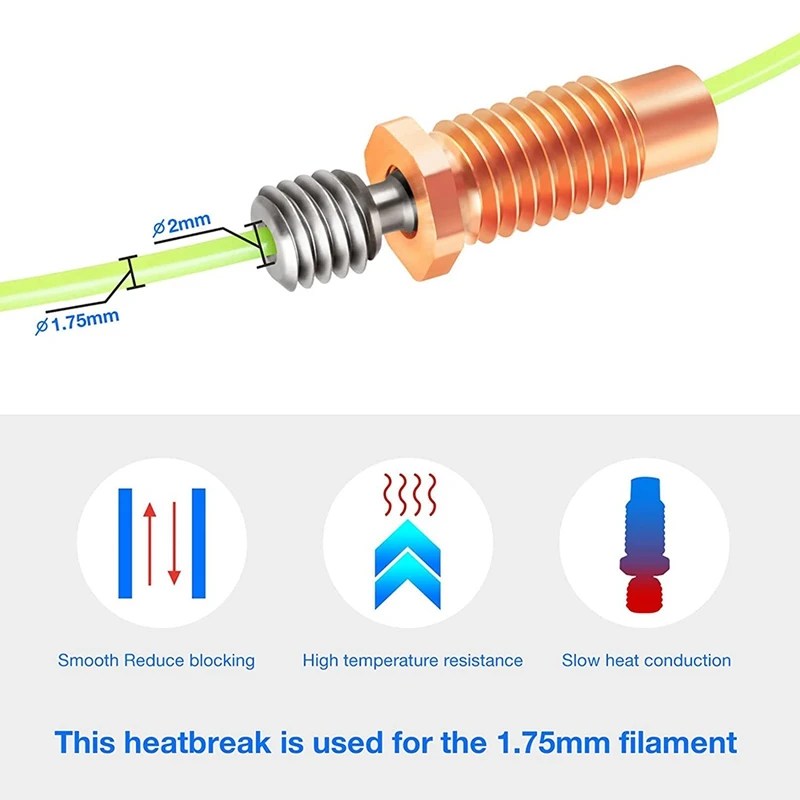 

All Metal Threaded Heatbreak Upgrade Titanium Alloy And Copper Bimetal Throat Nozzle For V6 Hotend 3D Printers 3Pcs