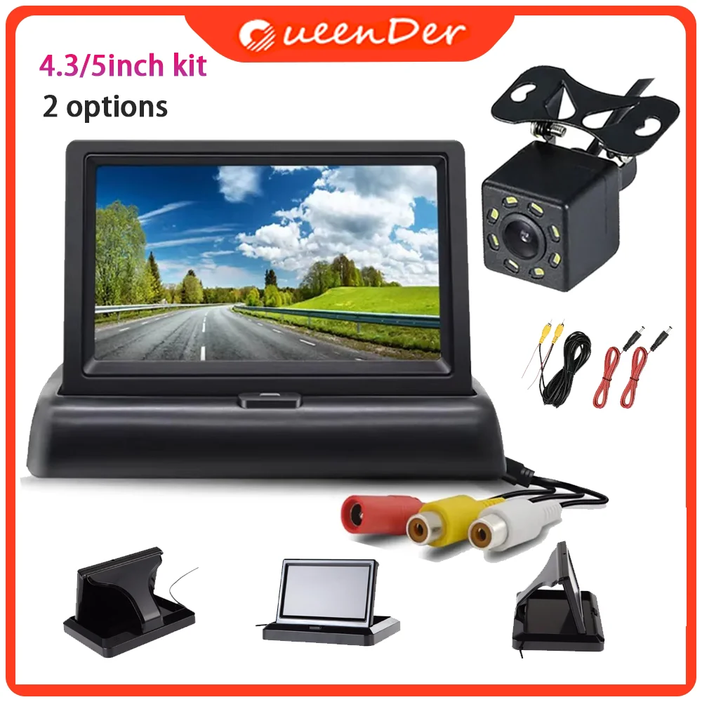 QueenDer 4 3/5-дюймовая складная автомобильная камера заднего вида HD ЖК-видеосистема