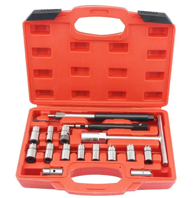 

17 шт., четыре набора инструментов для очистки седла дизельного инжектора, набор инструментов для удаления углерода