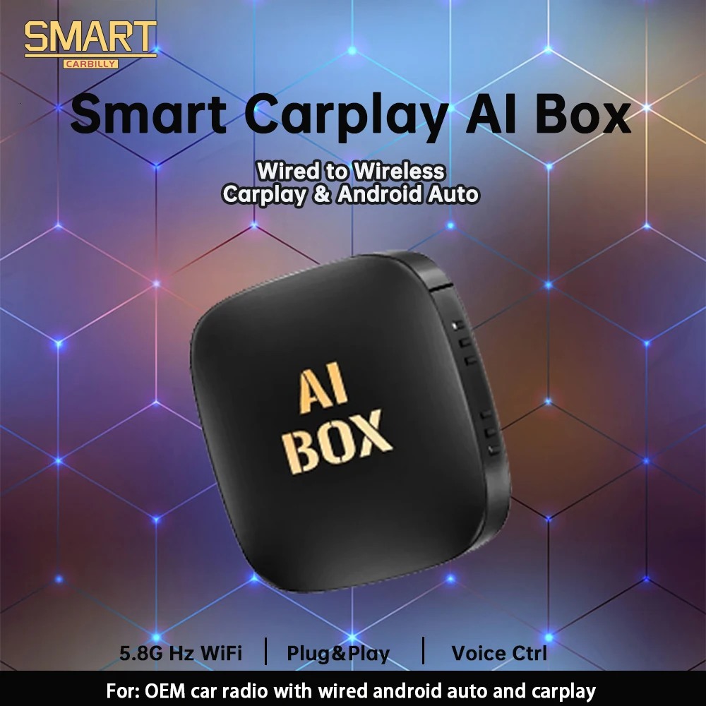 Android Ai Box Проводной к беспроводному адаптеру Carplay Auto WiFi для Youtube Nexflit Cars Smart Bulit in Play