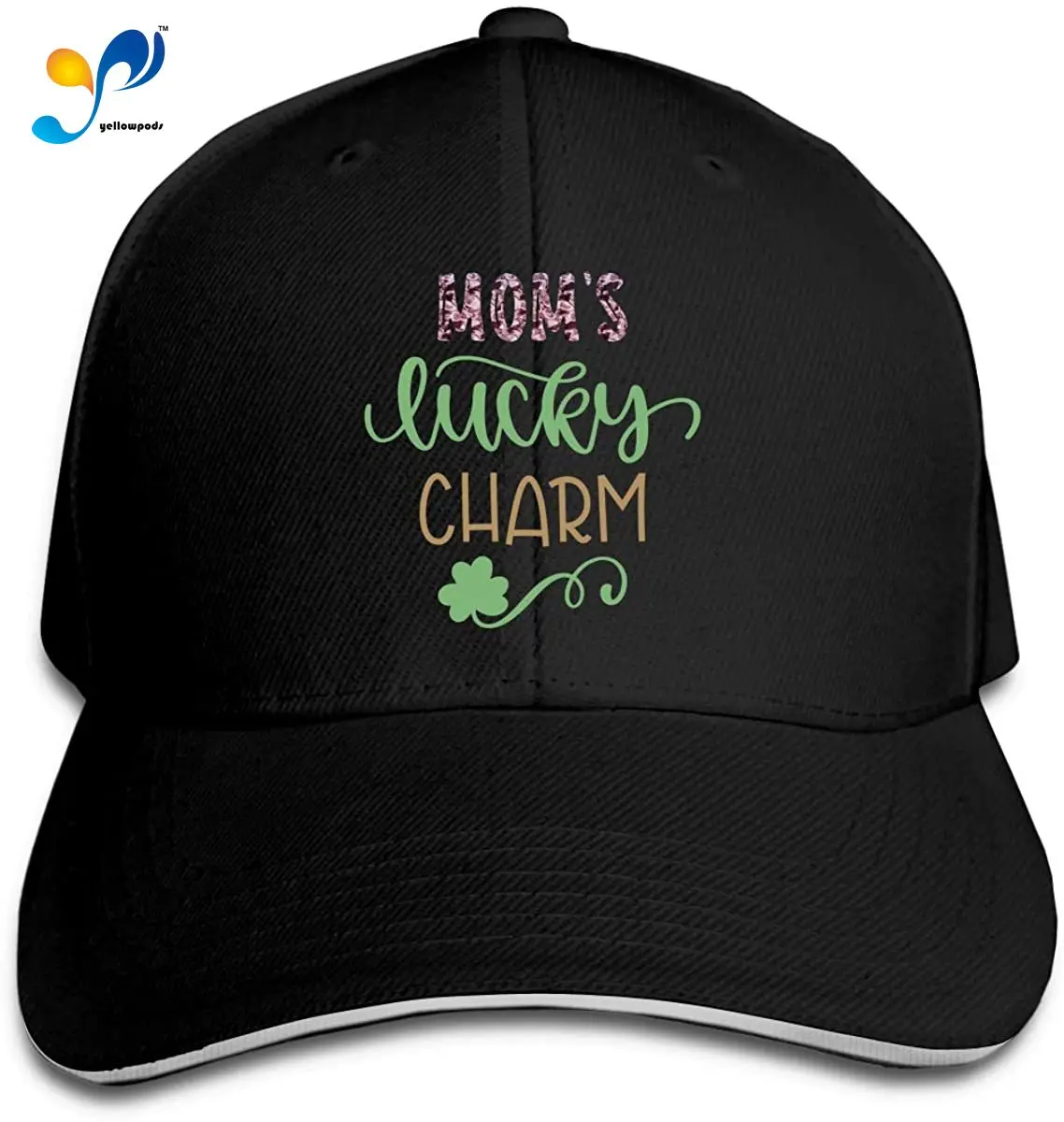 

Mom'S Lucky Charm Unisex Hip Hop Baseball Cap Golf Trucker Baseball Cap Adjustable Peaked Snapback Sandwich Hat Black