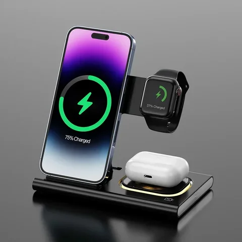 Складная Док-станция 3-в-1 Для Быстрой Зарядки, 30 Вт, Совместимая С iPhone 15/14/13/12 Pro Max, Apple Watch 8/7/6